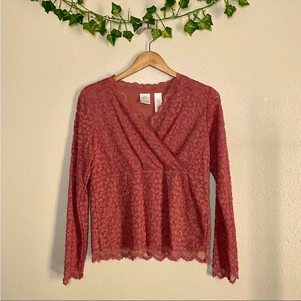 Emma Jones Lace Blouse Valentine's Boho Top Size M